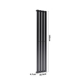 Steel Smoke Grey Vertical Tall Radiator with Single Panel, DM0380 Space Heaters Living and Home 
