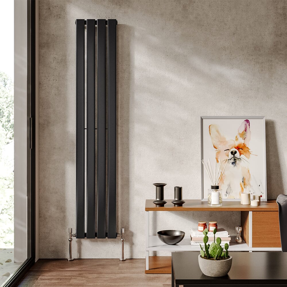 Steel Smoke Grey Vertical Tall Radiator with Single Panel, DM0380 Space Heaters Living and Home 
