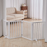Living Room Safety Fence Wooden Folding 4-Panel Pet Gate Pet Supplies Living and Home White 