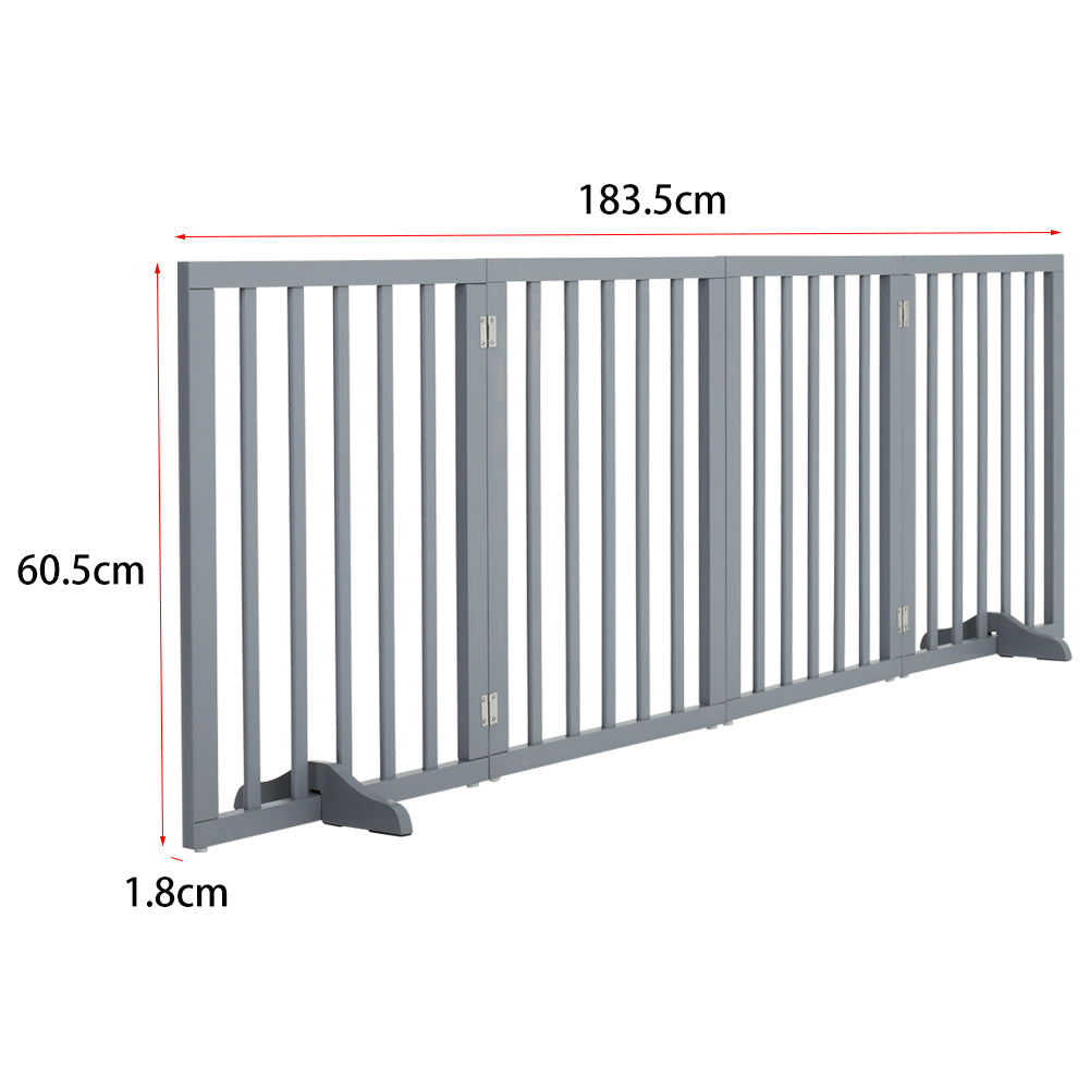 Living Room Safety Fence Wooden Folding 4-Panel Pet Gate Pet Supplies Living and Home 