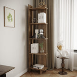 5 Tier Bookshelf Shelf Storage Shelving Unit Corner Rack Display Stand Shelves & Racks Living and Home Brown 