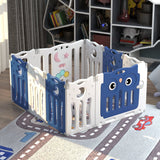 2ft Height Kids Safety Play Yard Blue Foldable Home Activity Center