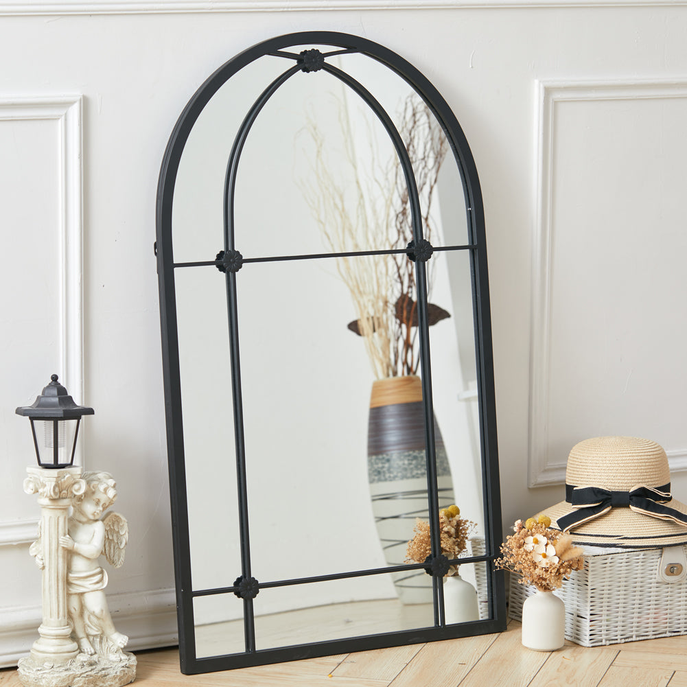 Arched Wall Hanging Metal Windowpane Mirror Home Decoration Wall Mirrors Living and Home 