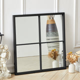 Classic Window Mirror Wall Accent Metal Framed Mirror Wall Mirrors Living and Home Black 