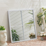 Classic Window Mirror Wall Accent Metal Framed Mirror Wall Mirrors Living and Home White 