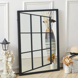 Modern Rectangular Grid Wall Mirror Black Framed Wall Decoration Wall Mirrors Living and Home 