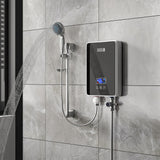 6kW Tankless Electric Water Heater with Shower Head Digital Temperature Display Water Heaters Living and Home 