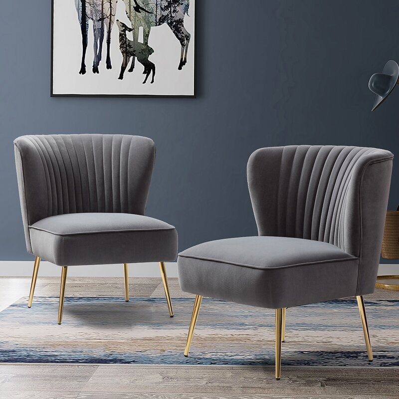 Small Cocktail Accent Chair Accent Chair Living and Home Velvet Grey 