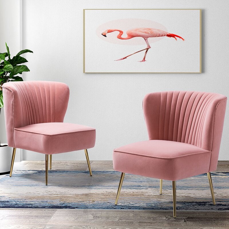 Small Cocktail Accent Chair Accent Chair Living and Home Velvet Pink 