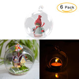 Set of 6 Christmas Glass Balls Hanging Ornaments Decor with Opening Christmas Living and Home 