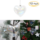 12 Pcs Heart Shape Glass Ornaments Christmas Hanging Decor Baubles Christmas Living and Home 