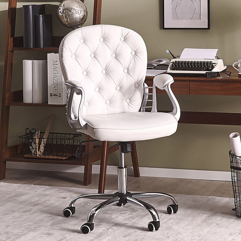 Faux Leather Chesterfield Office Chair with Chrome Base Office Chair Living and Home 