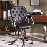 Faux Leather Chesterfield Office Chair with Chrome Base Office Chair Living and Home Black 
