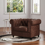 Brown Faux Leather Chesterfield Rolled Chair Chesterfield Chair Living and Home Brown 