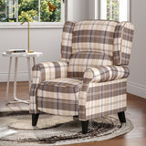 Tartan Reclining Armchair Upholstered Armchair Living and Home Beige 
