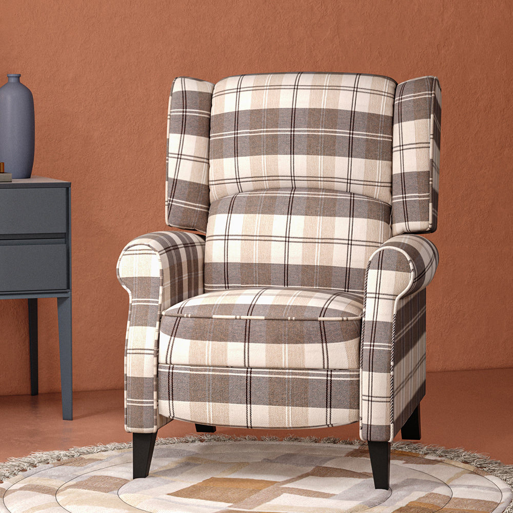 Tartan Reclining Armchair Upholstered Armchair Living and Home 