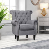 Linen Wingback Scroll Armchair Armchair Living and Home Dark Grey 