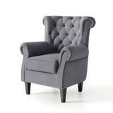 Linen Wingback Scroll Armchair Armchair Living and Home 