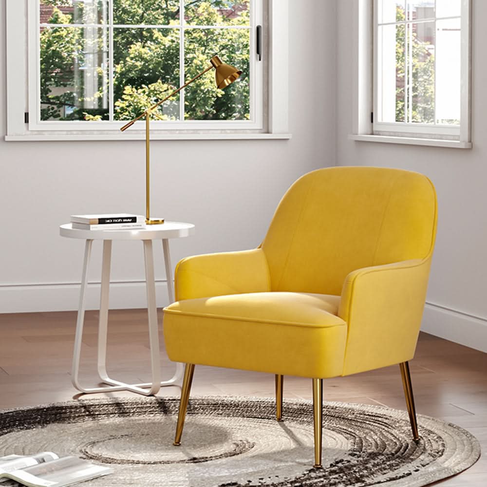 2ft Leisure Velvet Armchair Plated Metal Legs