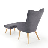 Velvet Wingback Lounge Armchair and Footstool WingbackChair and Footstool Living and Home 