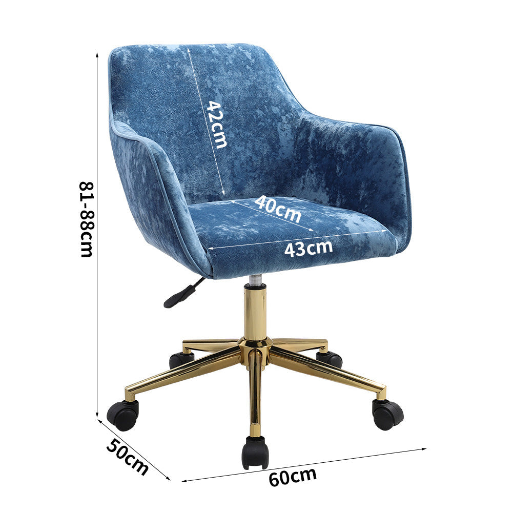 Velvet Upholstered Home Office Swivel Task Chair with Flared Arms Armchairs Living and Home 