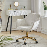 88cm Height Velvet Upholstered Home Office Swivel Task Chair with Flared Arms