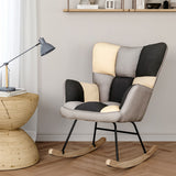 Relax Rocking Chair Tufted Linen Upholstered Padded Seat Armchair Armchairs Living and Home Multicolour 