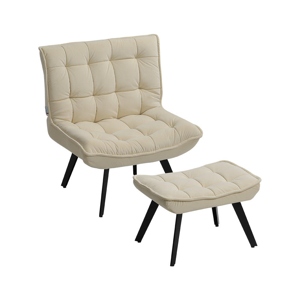 79cm Wide Modern Accent Chair with Footstool Bedroom Comfy Folding Cha