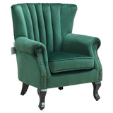 Velvet Upholstered Sofa Chair Thick Padded Occasional Wingback Armchair Armchairs Living and Home 