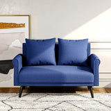 54inch Modern Blue Fabric Sofa 2 Seat with 2 Pillows