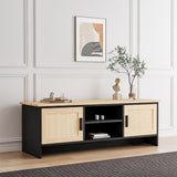 Modern TV Stand Wooden Storage Cabinet with Rattan Doors, JM2195 Living and Home 