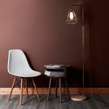 Modern Floor Lamp with Marble Base - Dimmable Floorlamp Living and Home Chrome and black stem with black lampshade 