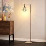 Modern Floor Lamp with Marble Base - Dimmable Floorlamp Living and Home Rose gold and black stem with black lampshade 