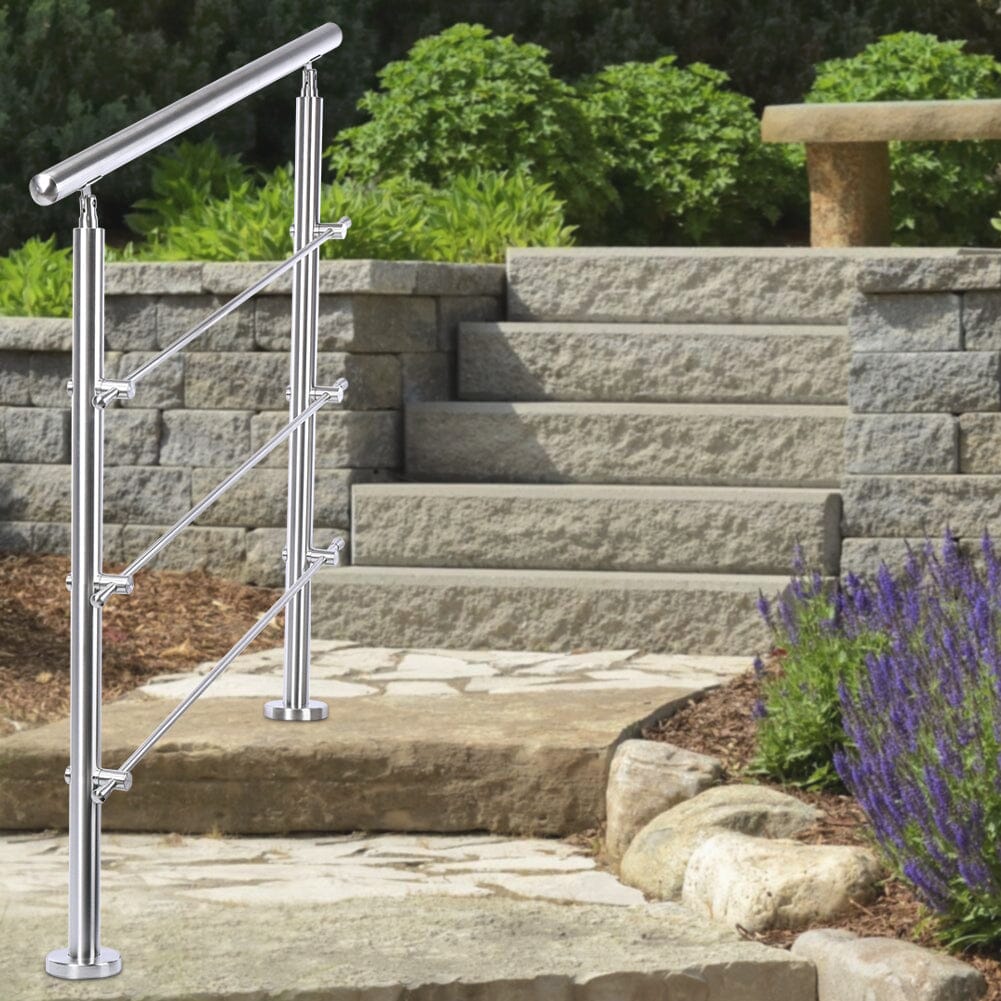 Silver Floor Mount Stainless Steel Handrail for Slopes and Stairs ...
