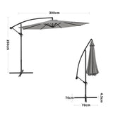 3M Light Grey Sun Parasol Hanging Banana Umbrella Parasols Living and Home Cross base 