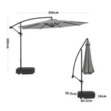 3M Light Grey Sun Parasol Hanging Banana Umbrella Parasols Living and Home Rectangle water tank base 