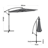 3M Dark Grey Sun Parasol Hanging Banana Umbrella Parasols Living and Home 