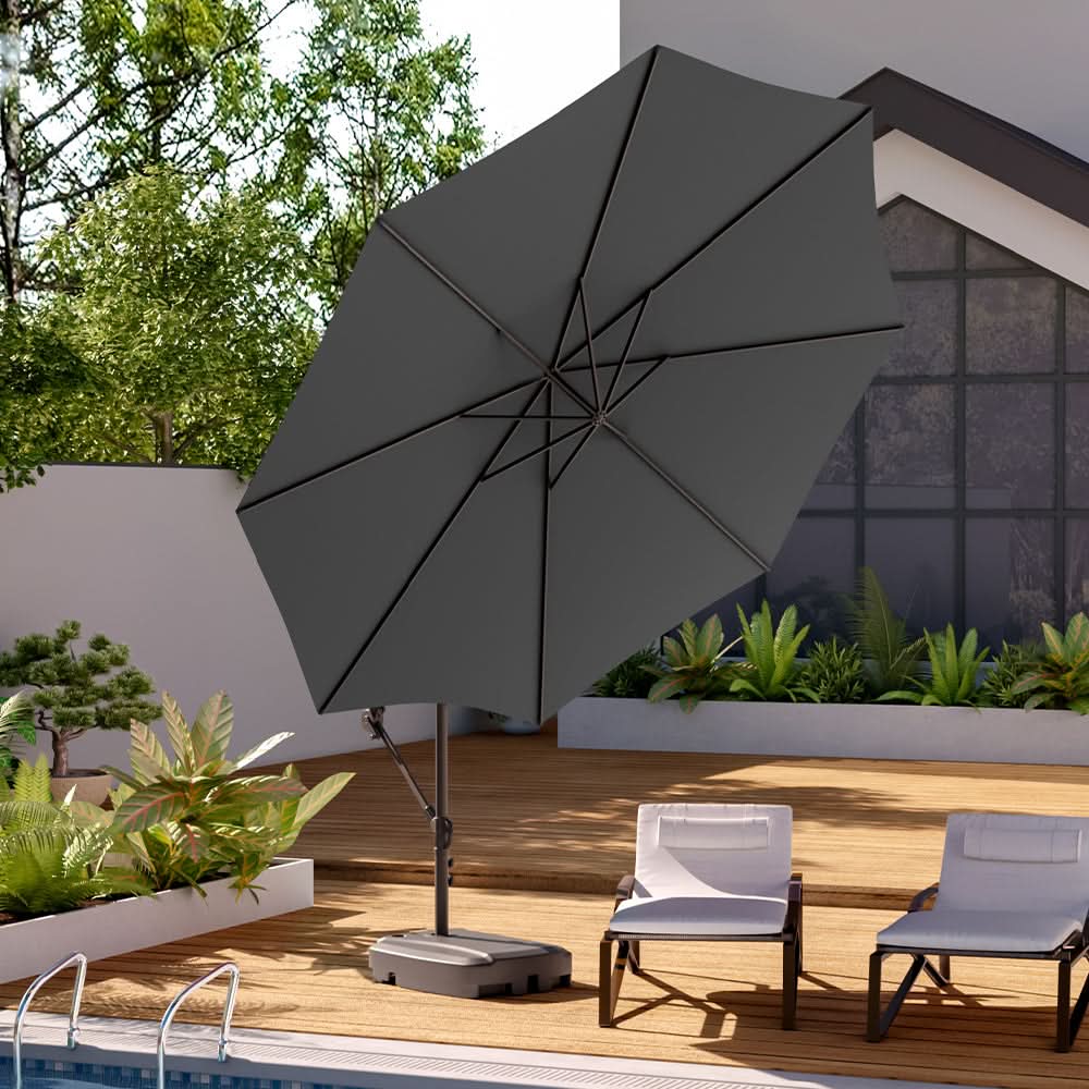 3M Sun Parasol Hanging Banana Umbrella Dark Grey – Living and Home