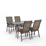 Garden Rectangular Ripple Glass Table and Folding Chairs Garden Dining Sets Living and Home Only 2Pcs Brown Chairs 