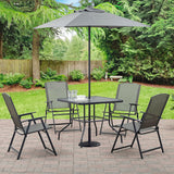 Garden Rectangular Ripple Glass Table with/without Folding Chairs Garden Dining Sets Living and Home 