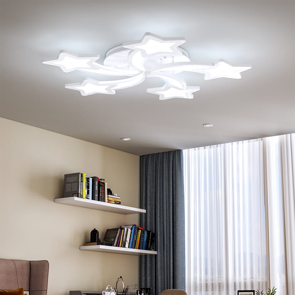 Modern LED Ceiling Light with Star Lampshades Ceiling Lights Living and Home W 70 x L 70 x H 6.5 cm Non-Dimmable (White Glow) 