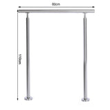 60cm Wide Silver Floor Mount Stainless Steel Handrail for Slopes and Stairs Garden Fences & Wall Hedges Living and Home Without Cross Bar 