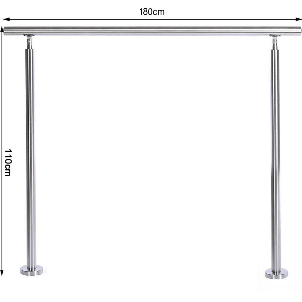 Silver Floor Mount Stainless Steel Handrail for Slopes and Stairs Garden Fences & Wall Hedges Living and Home Without Cross Bar 