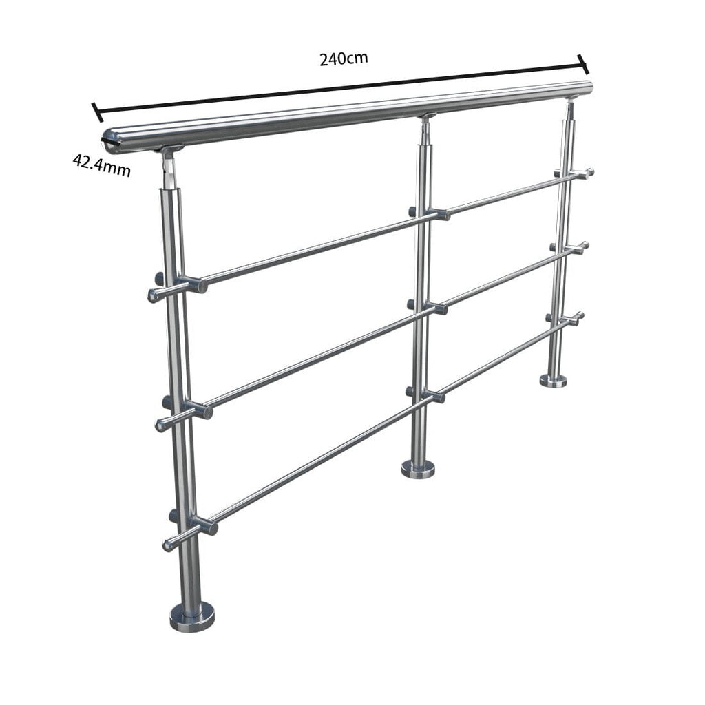 240cm Floor Mount Stainless Steel Handrail for Slopes and Stairs