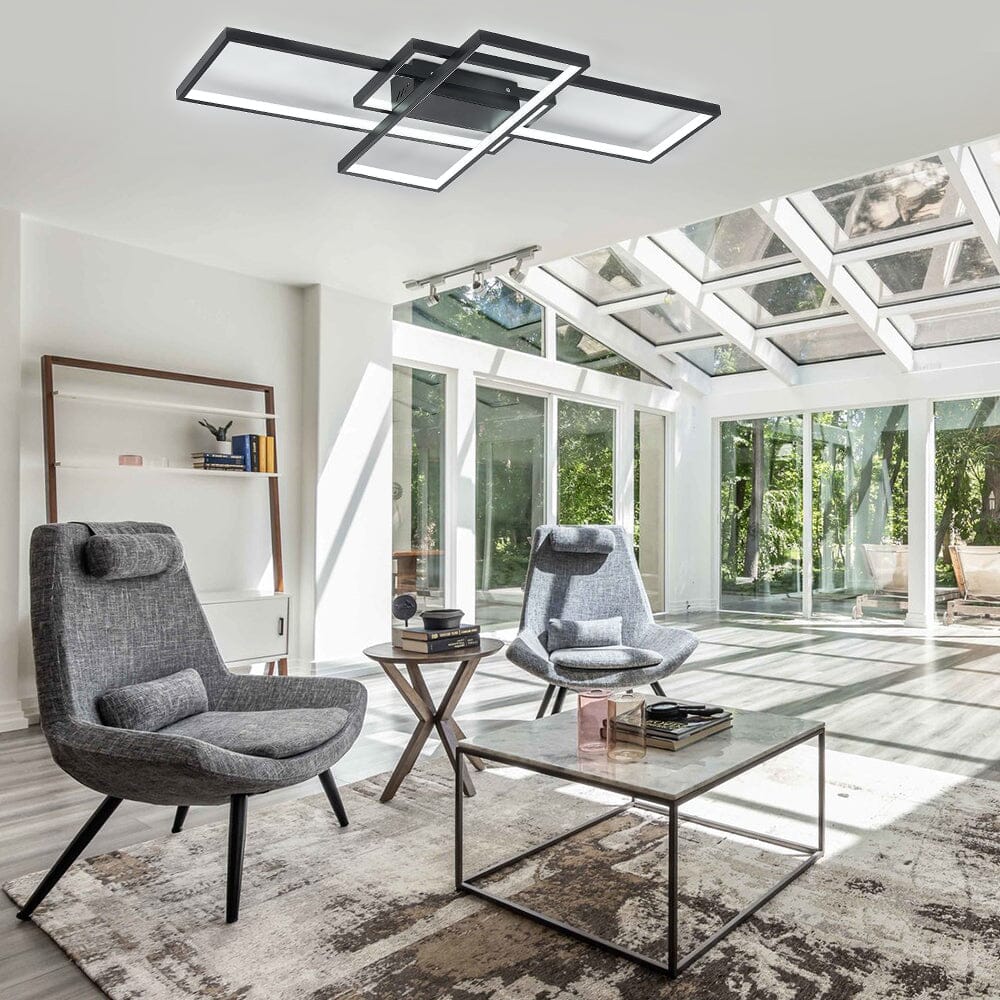 Modern LED Ceiling Light with Black Rectangle Lampshades
