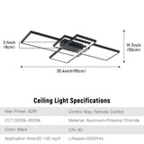 Modern LED Ceiling Light with 3 Black Rectangle Lampshades Ceiling Lights Living and Home 