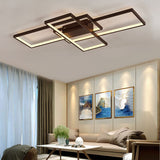 Modern LED Ceiling Light with 3 Black Rectangle Lampshades Ceiling Lights Living and Home 110 cm Dimmable with Remote Warm Light