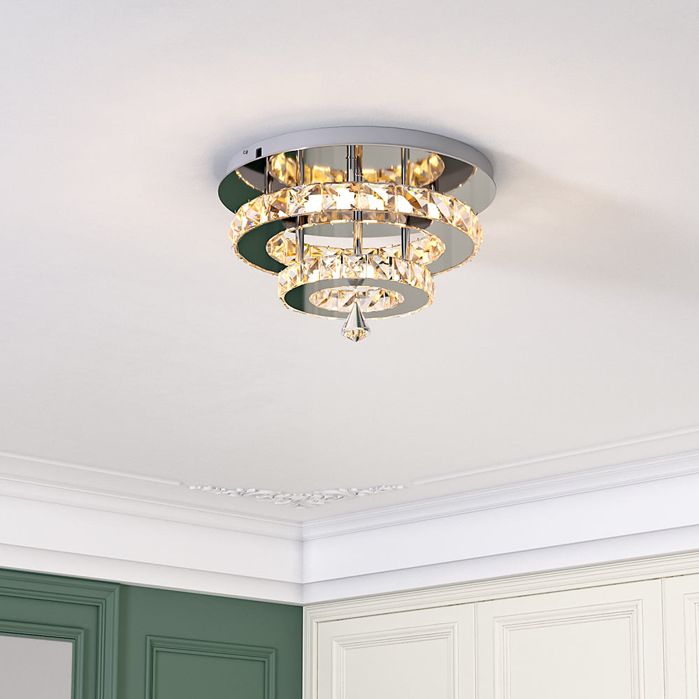 Stacked LED Ceiling Light with Crystal Rims Ceiling Lights Living and Home 