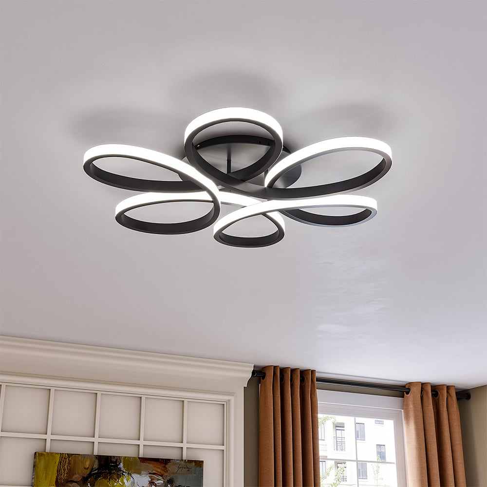 Black Frame Modern Dimmable/White LED Chandelier Ceiling Light Ceiling Lights Living and Home 74 cm Dimmable 