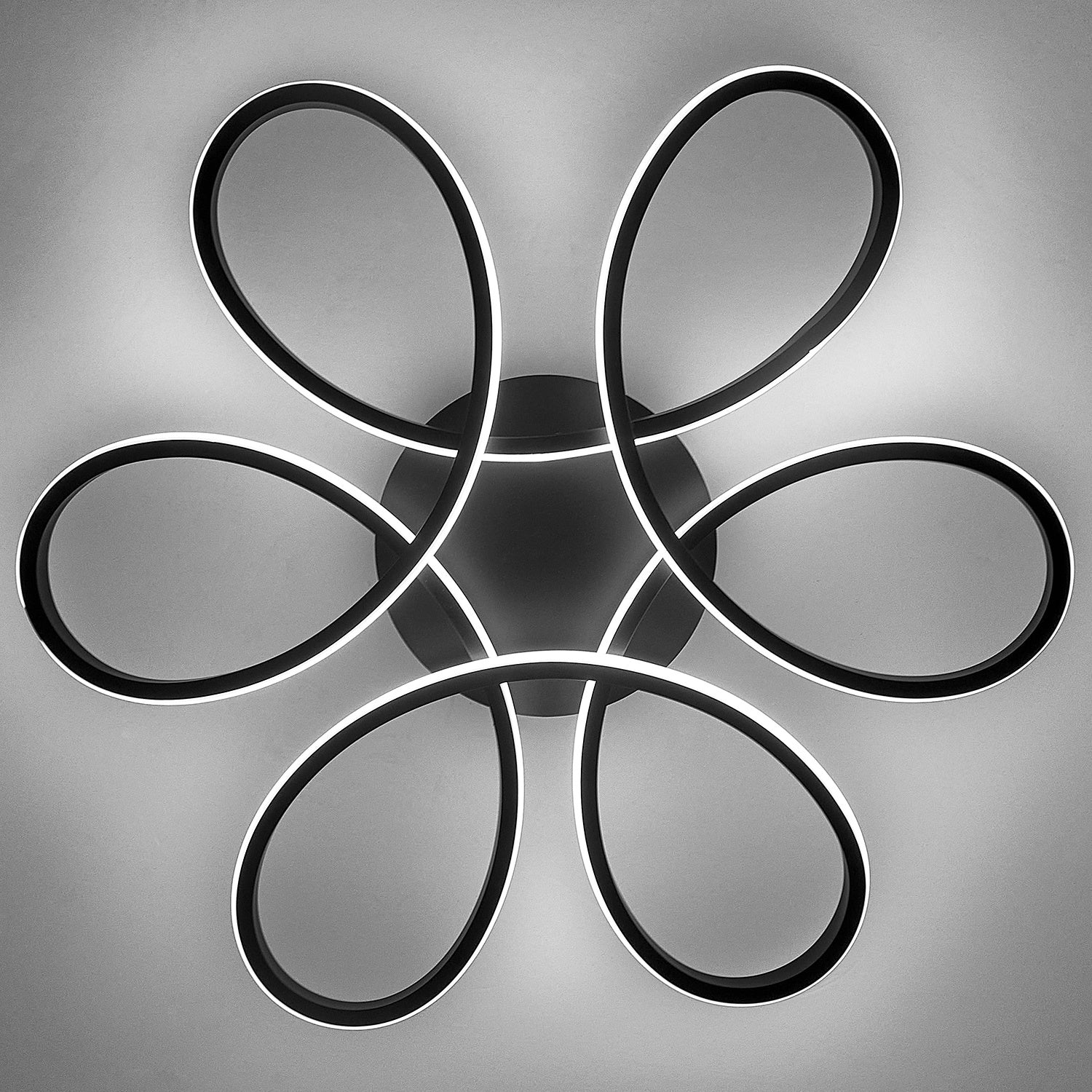 Black Frame Modern Dimmable/White LED Chandelier Ceiling Light Ceiling Lights Living and Home 74 cm Cool White 